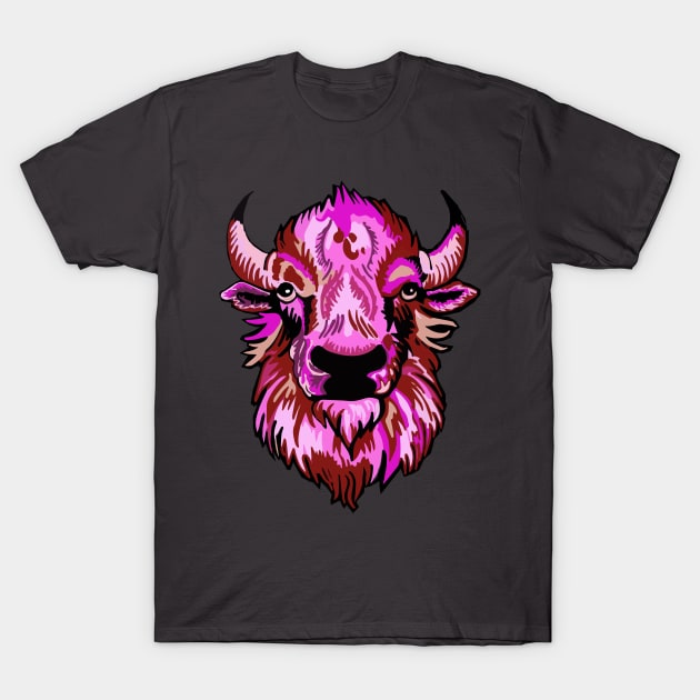 Mindful Vivid Buffalo in Pink & Red T-Shirt by vividbuffalo